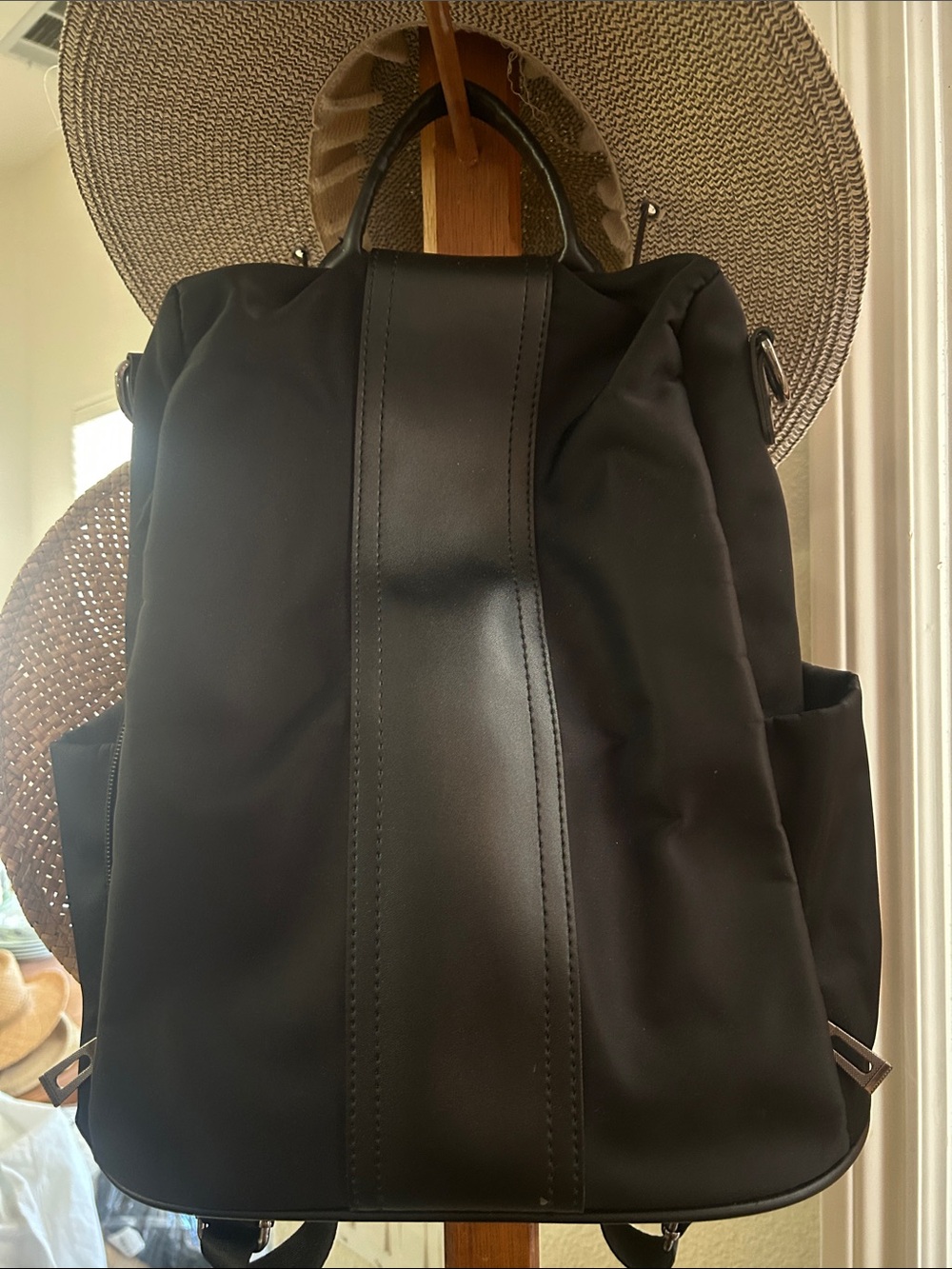 Source Unknown Black Women's Backpack with Center Accent Panel